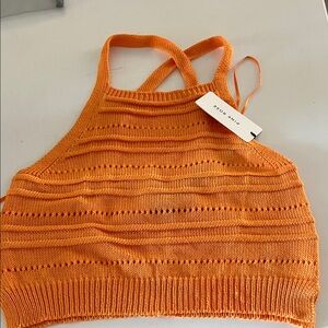 Pink Rose Vibrant Orange Knit Top